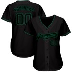 Benutzerdefiniertes authentisches Baseball-Trikot in Schwarz und Kelly Green Benutzerdefiniertes authentisches Baseball-Trikot in Schwarz und Kelly Green