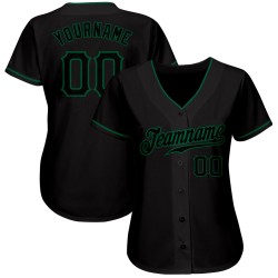 Benutzerdefiniertes authentisches Baseball-Trikot in Schwarz und Kelly Green Benutzerdefiniertes authentisches Baseball-Trikot in Schwarz und Kelly Green