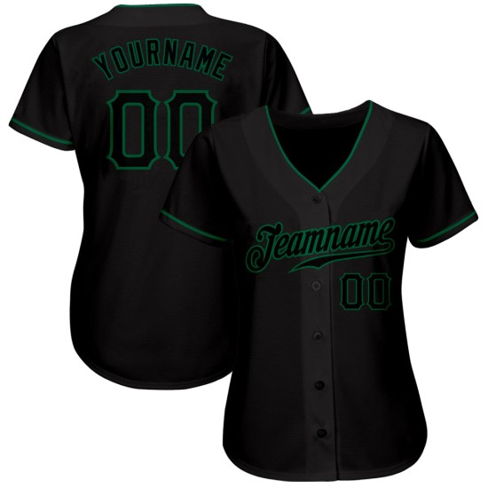 Benutzerdefiniertes authentisches Baseball-Trikot in Schwarz und Kelly Green Benutzerdefiniertes authentisches Baseball-Trikot in Schwarz und Kelly Green