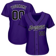 Benutzerdefiniertes Lila Schwarz-Weiß Authentic Baseball Trikot