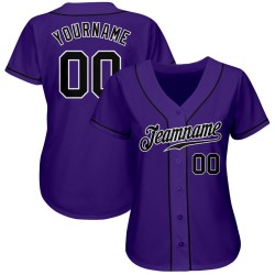 Benutzerdefiniertes Lila Schwarz-Weiß Authentic Baseball Trikot Benutzerdefiniertes Lila Schwarz-Weiß Authentic Baseball Trikot