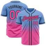 Benutzerdefinierte Hellblau Pink-Schwarz Authentic Fade Fashion Baseball Jersey Benutzerdefinierte Hellblau Pink-Schwarz Authentic Fade Fashion Baseball Jersey