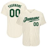 Benutzerdefinierte Creme Grau Nadelstreifen Grün-Grau Authentic Baseball Jersey Benutzerdefinierte Creme Grau Nadelstreifen Grün-Grau Authentic Baseball Jersey