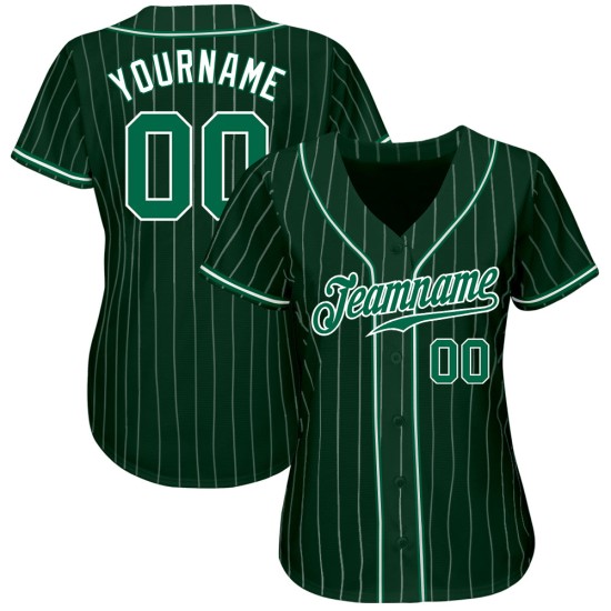 Benutzerdefinierte grün-weiß Nadelstreifen Kelly Grün-Weiß Authentic Baseball Jersey Benutzerdefinierte grün-weiß Nadelstreifen Kelly Grün-Weiß Authentic Baseball Jersey