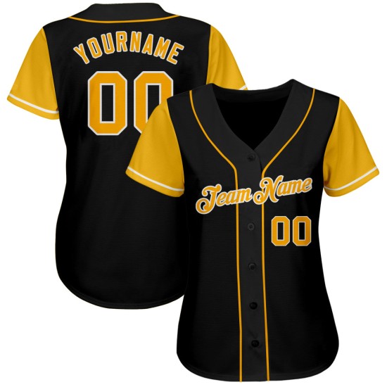 Benutzerdefiniertes authentisches zweifarbiges Baseballtrikot in Schwarz und Gold