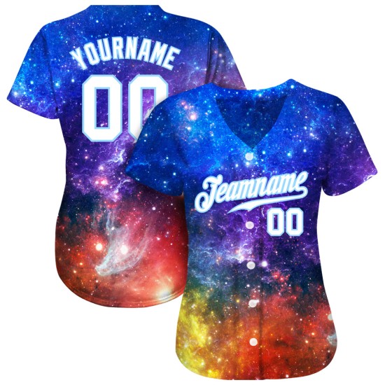 Benutzerdefiniertes Galactic Weiß-Hellblau 3D Authentic Baseball-Trikot Benutzerdefiniertes Galactic Weiß-Hellblau 3D Authentic Baseball-Trikot