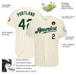 Benutzerdefinierte Creme Grau Nadelstreifen Grün-Grau Authentic Baseball Jersey Benutzerdefinierte Creme Grau Nadelstreifen Grün-Grau Authentic Baseball Jersey