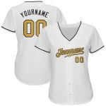 Benutzerdefiniertes authentisches Baseball-Trikot in Weiß und Altgold Benutzerdefiniertes authentisches Baseball-Trikot in Weiß und Altgold