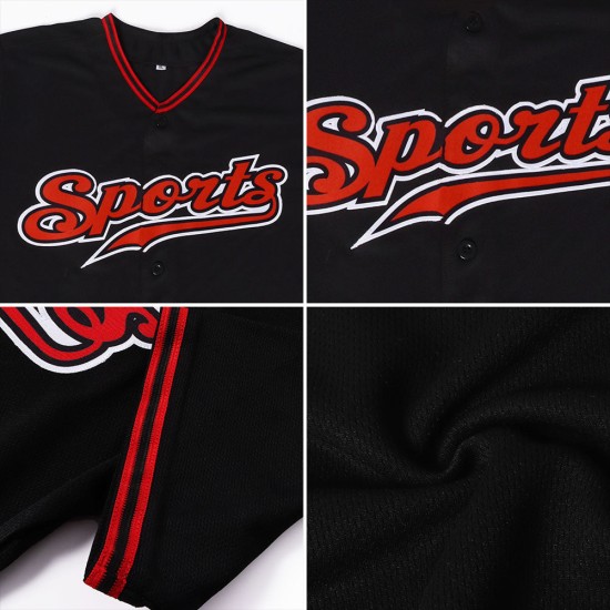 Benutzerdefiniertes authentisches schwarz-rot-weißes Baseballtrikot Benutzerdefiniertes authentisches schwarz-rot-weißes Baseballtrikot