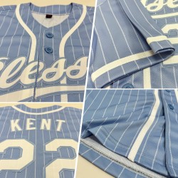 Benutzerdefinierte hellblau weiß Nadelstreifen weiß authentische Baseball Jersey Benutzerdefinierte hellblau weiß Nadelstreifen weiß authentische Baseball Jersey