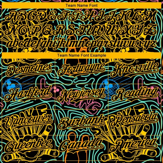 Benutzerdefinierte Schwarz Gold 3D Muster Design Bowling Authentic Baseball Jersey