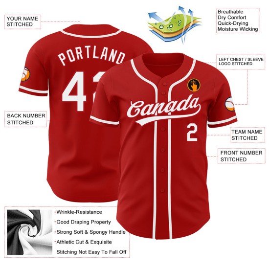 Benutzerdefiniertes authentisches rot-weißes Baseball-Trikot Benutzerdefiniertes authentisches rot-weißes Baseball-Trikot