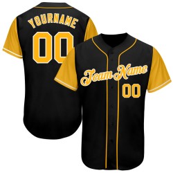 Benutzerdefiniertes authentisches zweifarbiges Baseballtrikot in Schwarz und Gold
