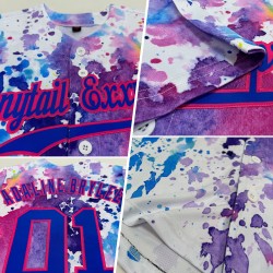 Benutzerdefiniertes weißes Royal-Pink 3D-Muster-Design Aquarell Authentic Baseball Jersey Benutzerdefiniertes weißes Royal-Pink 3D-Muster-Design Aquarell Authentic Baseball Jersey