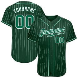Benutzerdefinierte grün-weiß Nadelstreifen Kelly Grün-Weiß Authentic Baseball Jersey
