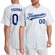 Benutzerdefiniertes weißes Royal Pinstripe Royal-White Authentic Baseball-Trikot