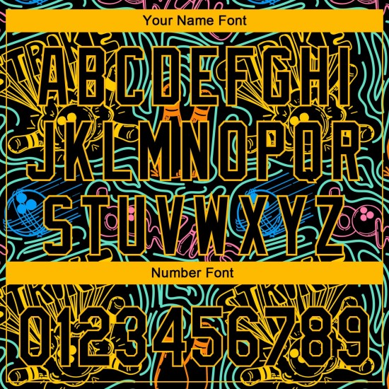 Benutzerdefinierte Schwarz Gold 3D Muster Design Bowling Authentic Baseball Jersey