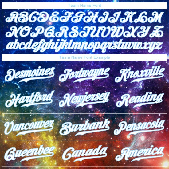 Benutzerdefiniertes Galactic Weiß-Hellblau 3D Authentic Baseball-Trikot Benutzerdefiniertes Galactic Weiß-Hellblau 3D Authentic Baseball-Trikot