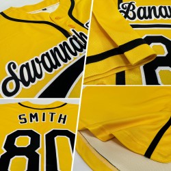 Benutzerdefiniertes authentisches gelb-schwarz-weißes Baseballtrikot