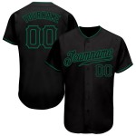 Benutzerdefiniertes authentisches Baseball-Trikot in Schwarz und Kelly Green Benutzerdefiniertes authentisches Baseball-Trikot in Schwarz und Kelly Green