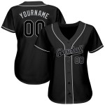 Benutzerdefiniertes schwarzes und graues authentisches Baseball-Trikot