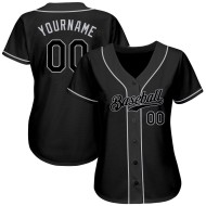 Benutzerdefiniertes schwarzes und graues authentisches Baseball-Trikot