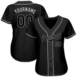 Benutzerdefiniertes schwarzes und graues authentisches Baseball-Trikot Benutzerdefiniertes schwarzes und graues authentisches Baseball-Trikot