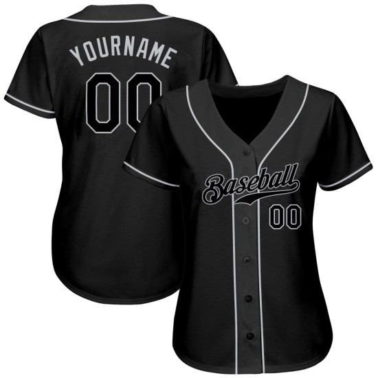 Benutzerdefiniertes schwarzes und graues authentisches Baseball-Trikot