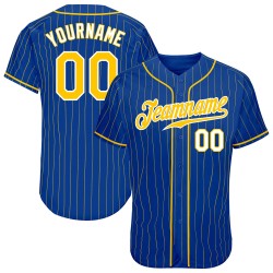 Benutzerdefinierte Royal Gold Nadelstreifen Gold-Weiß Authentic Baseball Jersey