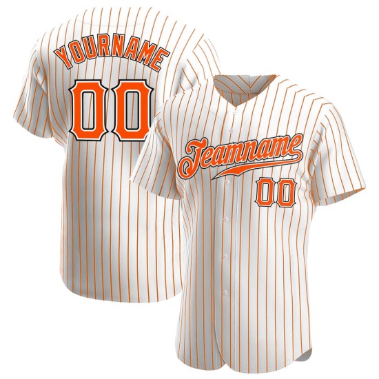 Benutzerdefinierte weiß orange Nadelstreifen orange-schwarz authentische Baseball Jersey Benutzerdefinierte weiß orange Nadelstreifen orange-schwarz authentische Baseball Jersey
