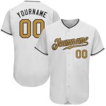 Benutzerdefiniertes authentisches Baseball-Trikot in Weiß und Altgold Benutzerdefiniertes authentisches Baseball-Trikot in Weiß und Altgold