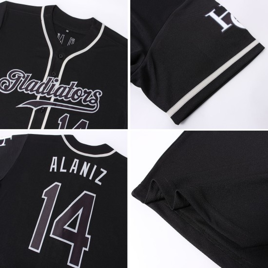 Benutzerdefiniertes schwarzes und graues authentisches Baseball-Trikot