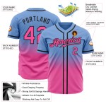 Benutzerdefinierte Hellblau Pink-Schwarz Authentic Fade Fashion Baseball Jersey Benutzerdefinierte Hellblau Pink-Schwarz Authentic Fade Fashion Baseball Jersey