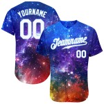 Benutzerdefiniertes Galactic Weiß-Hellblau 3D Authentic Baseball-Trikot Benutzerdefiniertes Galactic Weiß-Hellblau 3D Authentic Baseball-Trikot