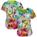 Benutzerdefiniertes Scratch Graffiti Muster Weiß-Kelly Grün 3D Authentic Baseball Jersey Benutzerdefiniertes Scratch Graffiti Muster Weiß-Kelly Grün 3D Authentic Baseball Jersey