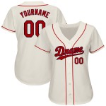 Benutzerdefiniertes authentisches Baseball-Trikot in Creme-Rot-Marineblau