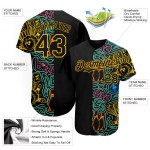 Benutzerdefinierte Schwarz Gold 3D Muster Design Bowling Authentic Baseball Jersey