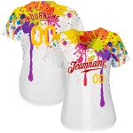 Benutzerdefinierte 3D-Muster-Design Bunte helle Tintenspritzer Authentisches Baseball-Trikot Benutzerdefinierte 3D-Muster-Design Bunte helle Tintenspritzer Authentisches Baseball-Trikot