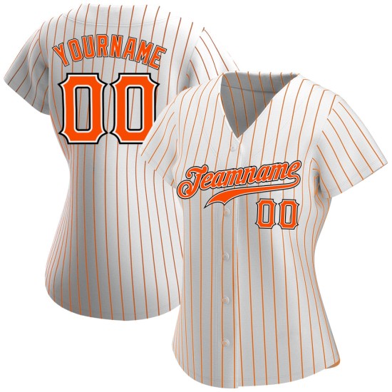 Benutzerdefinierte weiß orange Nadelstreifen orange-schwarz authentische Baseball Jersey Benutzerdefinierte weiß orange Nadelstreifen orange-schwarz authentische Baseball Jersey