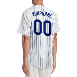Benutzerdefiniertes weißes Royal Pinstripe Royal-White Authentic Baseball-Trikot Benutzerdefiniertes weißes Royal Pinstripe Royal-White Authentic Baseball-Trikot
