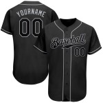 Benutzerdefiniertes schwarzes und graues authentisches Baseball-Trikot