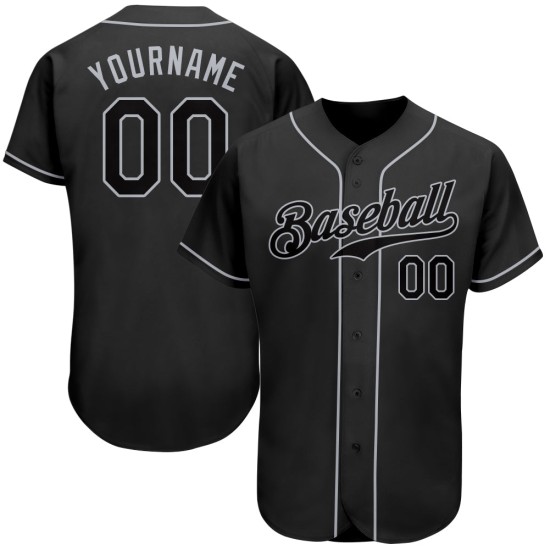 Benutzerdefiniertes schwarzes und graues authentisches Baseball-Trikot