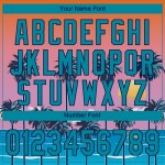 Benutzerdefinierte Orange Teal-Navy 3D Muster Design Sonne Strand Hawaii Palmen Authentische Baseball Jersey