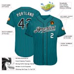 Benutzerdefiniertes Teal Black Pinstripe Schwarz-Weiß Authentic Baseball Jersey