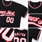 Benutzerdefiniertes authentisches schwarz-weiß-rotes Baseballtrikot Benutzerdefiniertes authentisches schwarz-weiß-rotes Baseballtrikot
