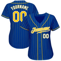 Benutzerdefinierte Royal Gold Nadelstreifen Gold-Weiß Authentic Baseball Jersey Benutzerdefinierte Royal Gold Nadelstreifen Gold-Weiß Authentic Baseball Jersey