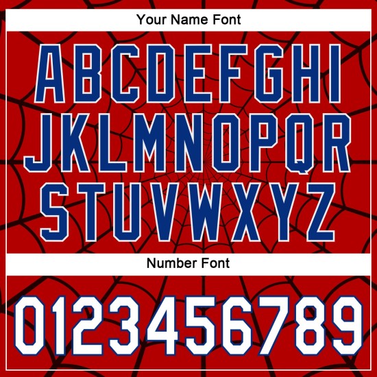 Benutzerdefinierte rot weiß-königsblau 3D Muster Design Spinnennetz authentische Baseball Jersey Benutzerdefinierte rot weiß-königsblau 3D Muster Design Spinnennetz authentische Baseball Jersey