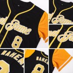 Benutzerdefiniertes authentisches zweifarbiges Baseballtrikot in Schwarz und Gold