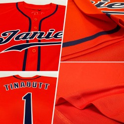 Benutzerdefiniertes authentisches orange-marineblau-weißes Baseballtrikot Benutzerdefiniertes authentisches orange-marineblau-weißes Baseballtrikot