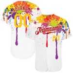 Benutzerdefinierte 3D-Muster-Design Bunte helle Tintenspritzer Authentisches Baseball-Trikot Benutzerdefinierte 3D-Muster-Design Bunte helle Tintenspritzer Authentisches Baseball-Trikot